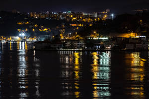 Night City, City Lights, Coast, Reflection, Light, Istanbul, Turkey Wallpaper