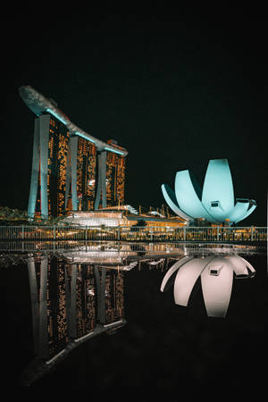 Night In Marina Bay Singapore Wallpaper