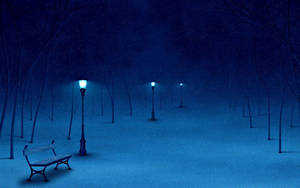 Night Winter Park Finland Wallpaper