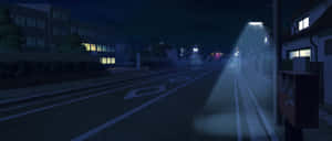 Nighttime Deserted Anime Street Wallpaper