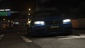 Nissan Skyline Gtr R34 At Highway Wallpaper