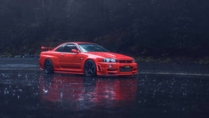 Nissan Skyline Gtr R34 Rainy Setting Wallpaper