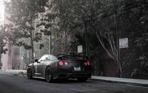 Nissan Skyline Gtr R35 Matte Black Back Wallpaper