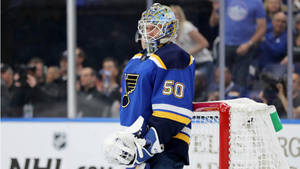 No. 50 Goaltender Ice Hockey Player Jordan Binnington Wallpaper