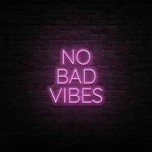 No Bad Vibes Neon Sign On Brick Wall Wallpaper