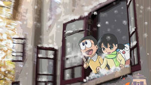 Nobita Shizuka Hd Winter Wallpaper