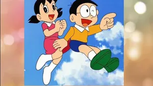 Nobita Shizuka Love Story In Sky Wallpaper