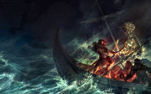 Norse Viking Sea Storm Wallpaper