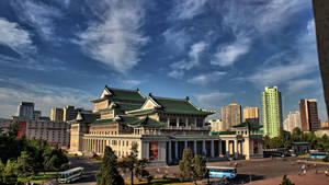 North Korea Pyongyang Grand Theatre Wallpaper