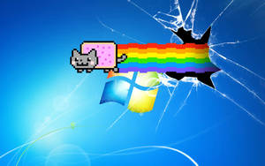 Nyan Cat Cracked Screen Wallpaper