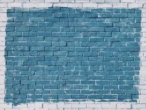 Ocean Blue Brick Wall Wallpaper