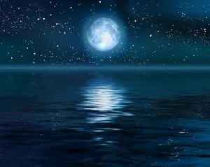 Ocean Under Galaxy Moon Wallpaper
