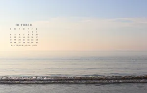 October 2020 Calendar Beach Wallpaper