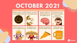 October 2021 Calendar With Different Images Wallpaper