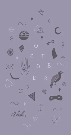 October Aesthetic Symbols Purple Wallpaper