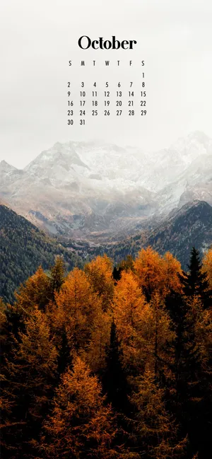 October Wallpaper With Trees And Mountains Wallpaper