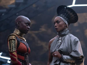 Okoye And Queen Ramonda In Wakanda Forever Wallpaper