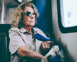 Old Lady On Train Wallpaper