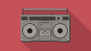 Old School Gray Boombox In Red Wallpaper