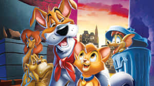 Oliver And Company Enjoying Their Adventure In The City Wallpaper