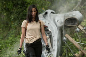 Olivia Munn Action Scene Wallpaper