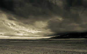 Ominous Landscape In Black-and-white Wallpaper