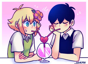 Omori Sunny And Basil Drink Wallpaper