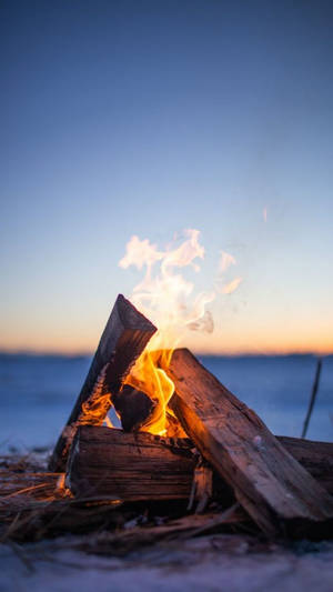 On Fire Woods On Beach Wallpaper