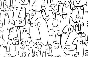 One Line Drawing Abstract Faces Wallpaper