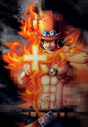 One Piece Ace With Burning Cross Wallpaper