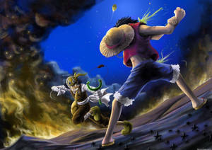 One Piece Live Luffy Usopp Fight Wallpaper