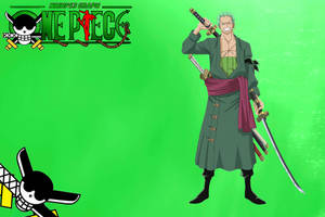 One Piece Zoro In Light Green Wallpaper