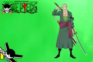 One Piece Zoro In Light Green Wallpaper