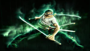 One Piece Zoro With Green Aura Wallpaper