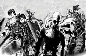 One Punch Man Superhero Collage Wallpaper