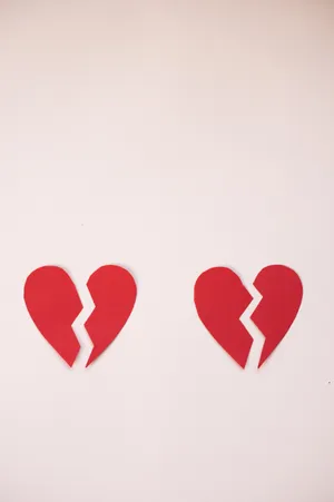 One-sided Love Broken Paper Hearts Wallpaper