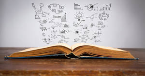 Opened School Book Design Wallpaper