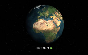 Operating System Linux Mint Logo With The Earth Wallpaper
