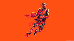 Orange Abstract Basketball Player Wallpaper