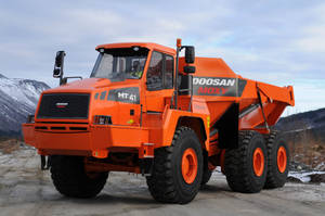 Orange Doosan Cool Truck For Dumping Wallpaper