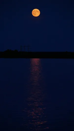 Orange Full Moon Iphone Dark Wallpaper