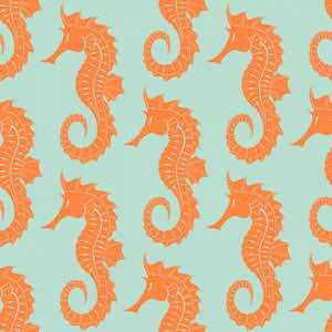 Orange Illustrated Seahorse Wallpaper
