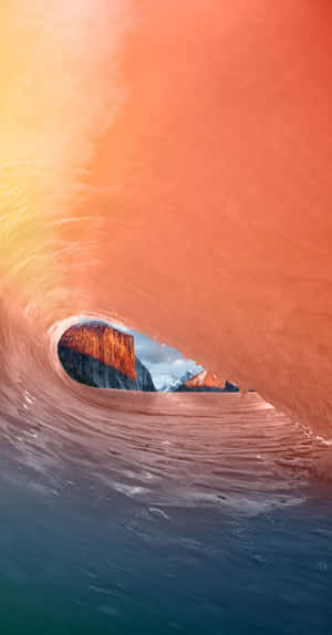 Orangish Ocean Wave Iphone Wallpaper