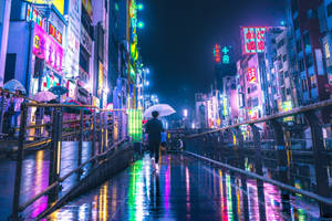 Osaka Rainy Vista Wallpaper