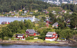 Oslo Red Houses Wallpaper