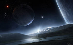 Otherworldly Planets Hd Landscape Desktop Wallpaper