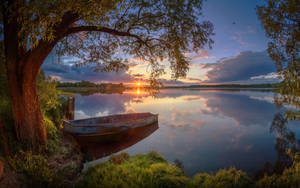 Outdoor Boat And Lake Wallpaper