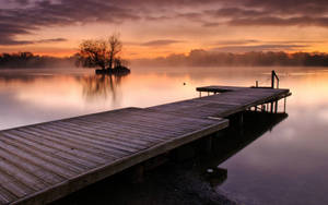 Outdoor Calm Lake And Dock Wallpaper