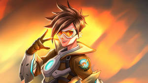 Overwatch 4k Tracer In Orange Wallpaper