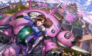 Overwatch D.va Pink Meka Hd Wallpaper